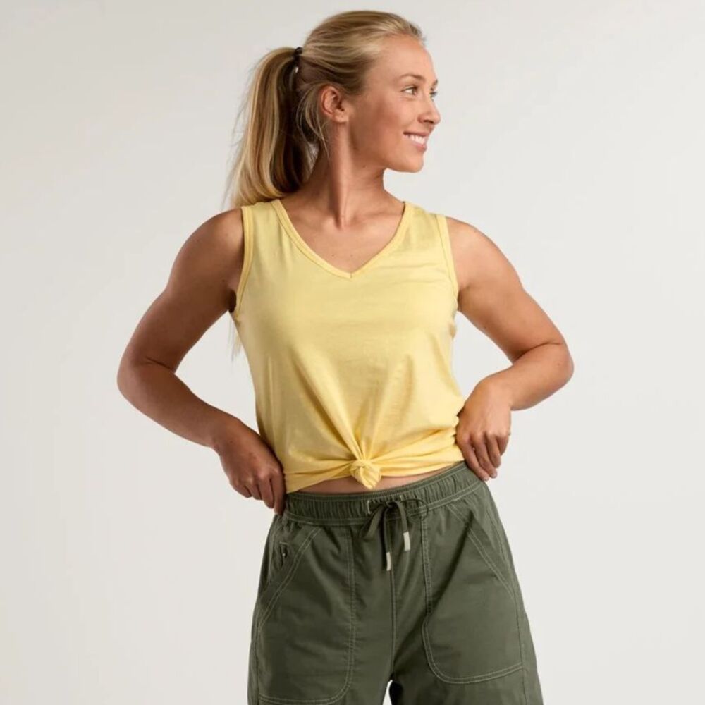 Title Nine Samba Yellow Vneck Tank Top, XS (D2)